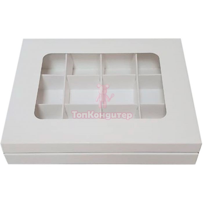 Коробка на 12 конфет 20 см*16,6 см*3,7 см белая
