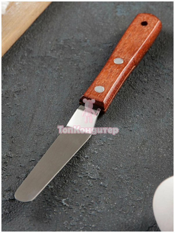 Лопатка - палетка изогнутая 10х3 см деревянная ручка