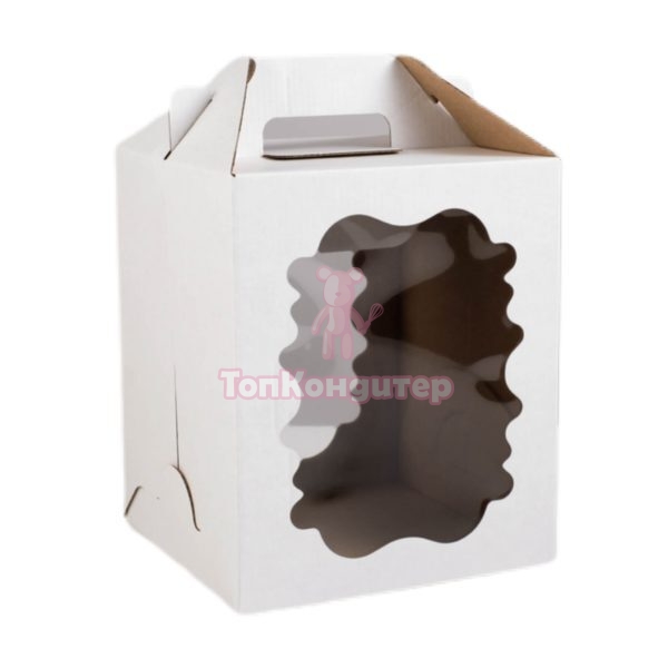 Коробка для торта 18 см*18 см*22 см с окном и ручкой